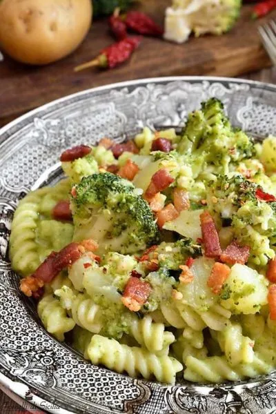 pasta broccoli e crema di patate