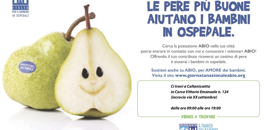 A Caltanissetta la giornata nazionale Abio: con l'acquisto di un cesto di pere si aiutano i bimbi in ospedale