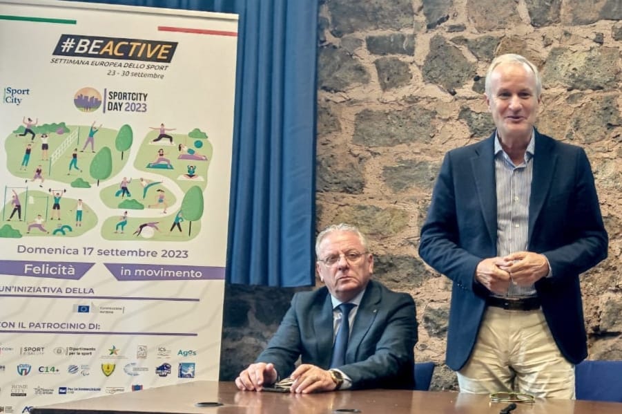 Il Presidente della Fondazione SportCity Fabio Pagliara a dx con il Presidente di ANCI Sicilia Paolo Amenta