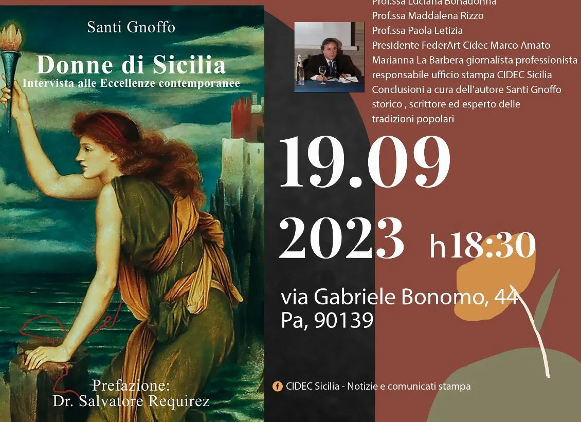 Donne di Sicilia: Intervista alle Eccellenze contemporanee - Presentazione di Santi Gnoffo a Palermo il 19 settembre