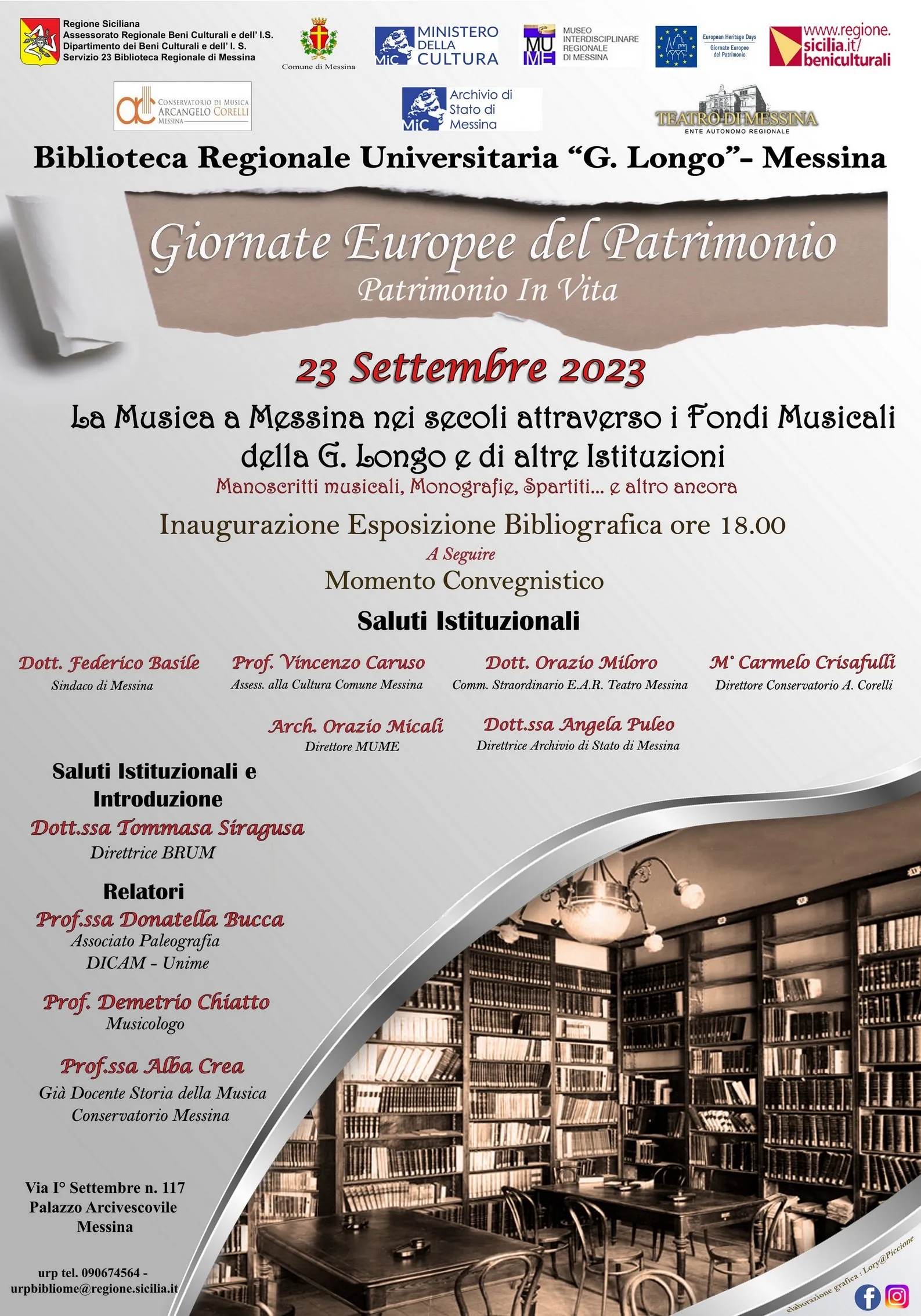 GEP 2023: La Musica a Messina dai secoli. Fondi Musicali della G. Longo e altre Istituzioni.