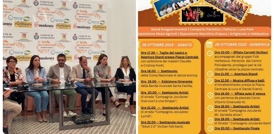 A Sommatino torna la Sagra dell'Agricoltura con food, fiera, fattoria e giostre: presentato il programma