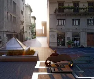 Restyling di via Magliocco e piazzale Ungheria: nuovi portici, galleria e fontana.