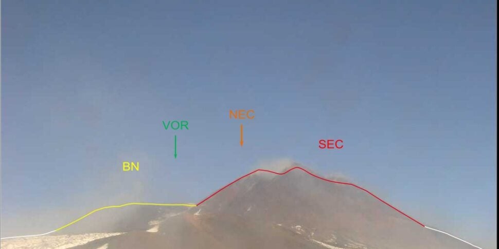 Etna, esplosione con il lancio di prodotti piroclastici lungo i versanti del cratere e una modesta emissione di cenere