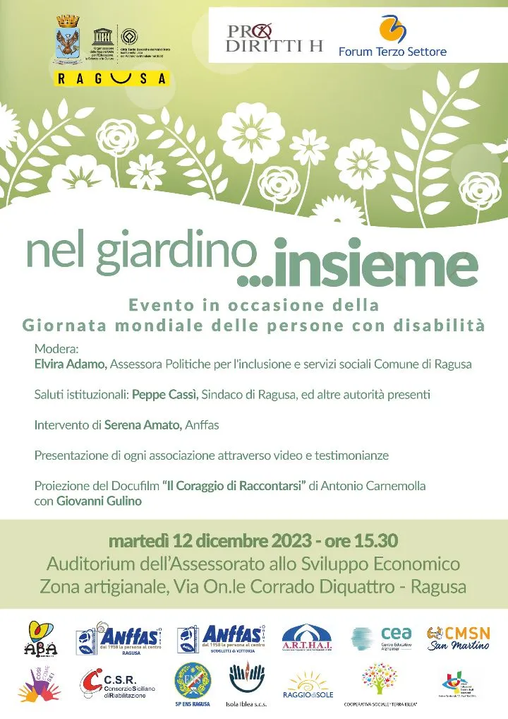 Giornata mondiale delle persone con disabilità a Ragusa: Nel Giardino... insieme