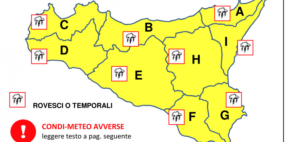 Continua il maltempo in Sicilia, anche giovedì allerta gialla in tutta la Regione