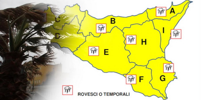Allerta gialla in Sicilia per venti forti e raffiche di burrasca. Possibile maltempo in provincia di Ragusa e temperature in lieve discesa