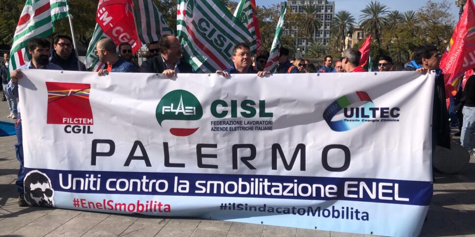 Palermo, scioperano i dipendenti Enel: «Lo smembramento della rete mette a rischio la stabilità del servizio e i posti di lavoro»