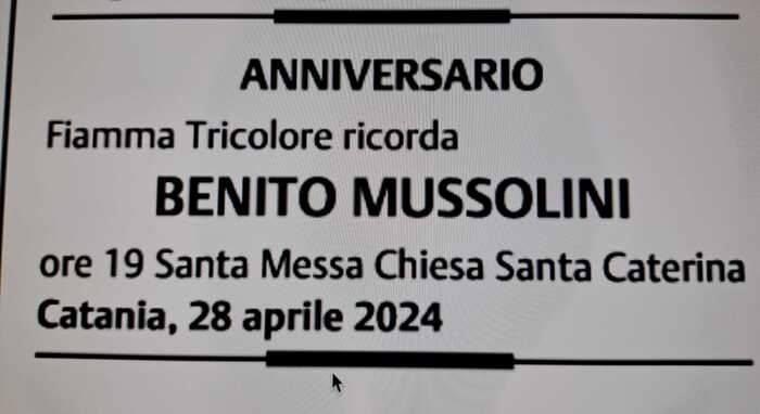 Messa in ricordo della morte di Mussolini, annullata a Catania