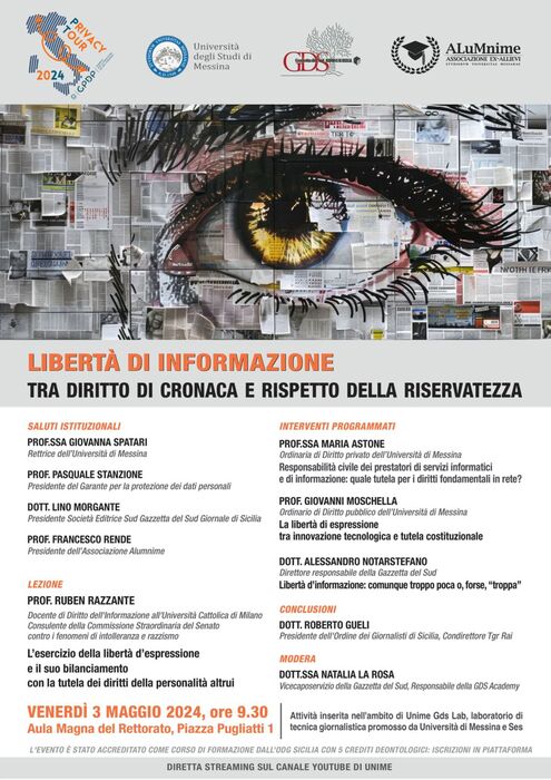 Il Privacy Tour torna a Messina con la Ses e l'università