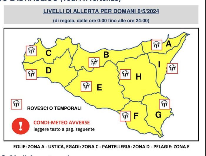 In arrivo pioggia e temporali, allerta gialla in Sicilia