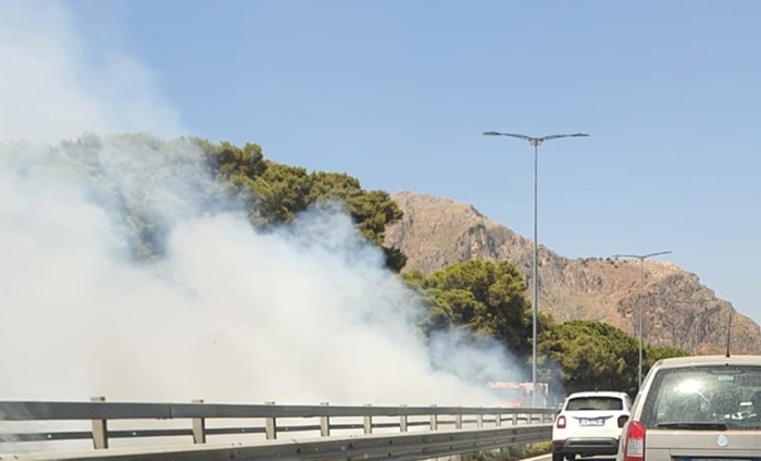 Incendi nel Palermitano, fiamme in autostrada