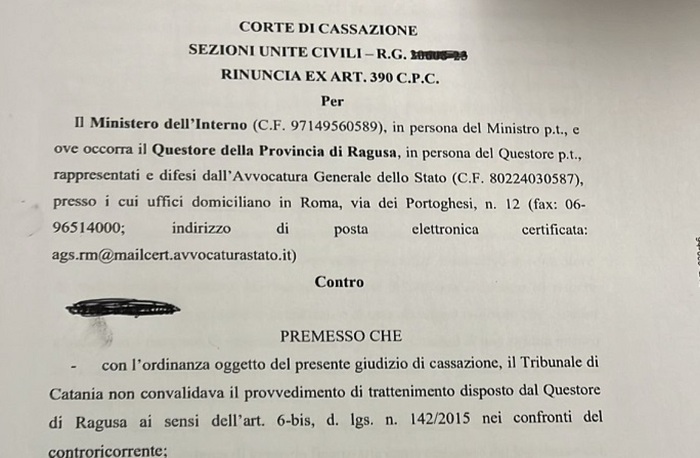 Decreto Cutro: legale migranti, Viminale rinuncia a Cassazione