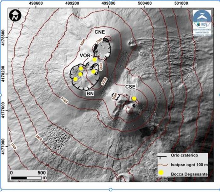 Il cratere Voragine dell'Etna cresce, bordo supera 3.400 metri