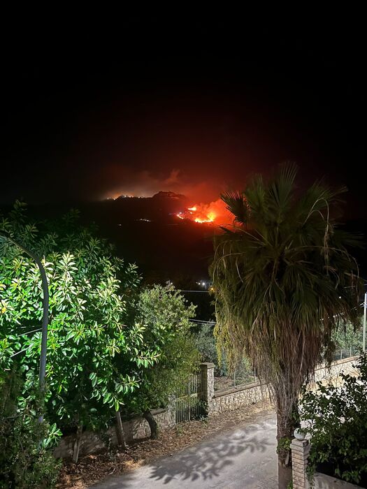 Vasto incendio a Erice sul fronte nord della montagna