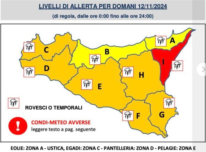 Allerta meteo rossa per costa ionica della Sicilia